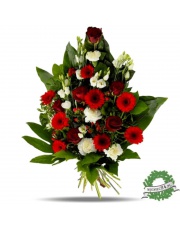 Bukiet z czerwonych i białych kwiatów