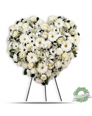 Wieniec pogrzebowy serce z białych kwiatów