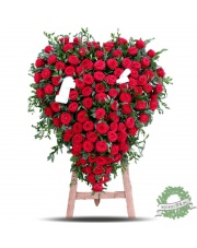 Wieniec pogrzebowy serce z czerwonych róż