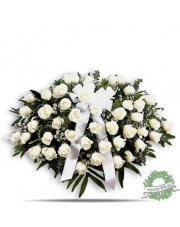 Wieniec pogrzebowy z białych róz