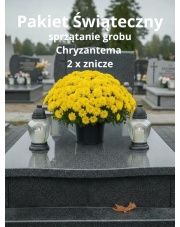Pakiet Świąteczny – Sprzątanie Grobu z Żółtą Chryzantemą i Zniczami