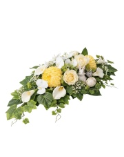 Wielkanocna wiązanka na grób z zajączkiem – kwiaty sztuczne