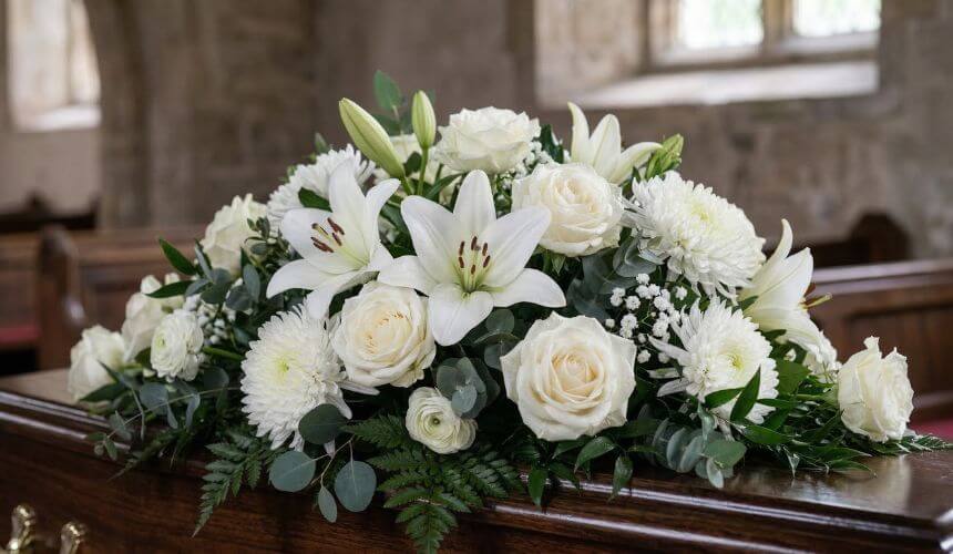 kwiaty na pogrzeb świecki róże lilie i chryzantemy