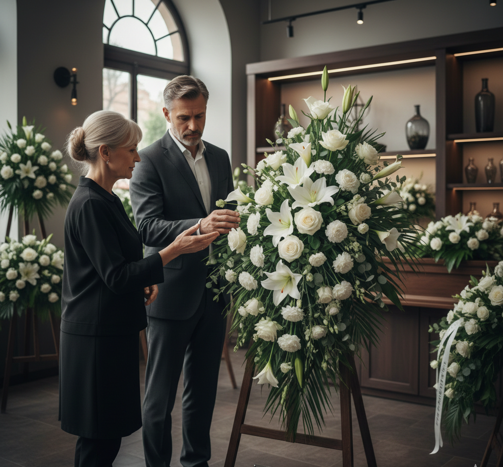 wieniec pogrzebowy na stojaku wybor odpowiedniej kompozycji